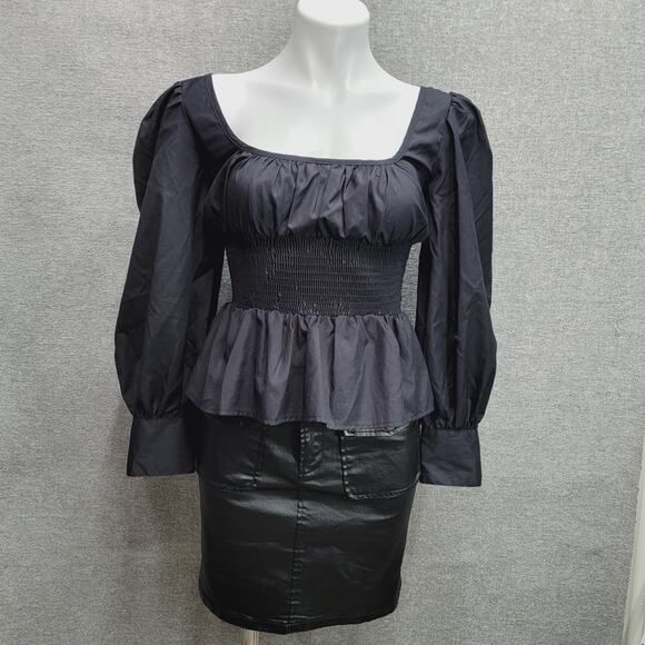 Ciao Lucia Tops - CIAO LUCIA SMOCKED PEPLUM LONG SLEEVE TOP, SIZE XS *